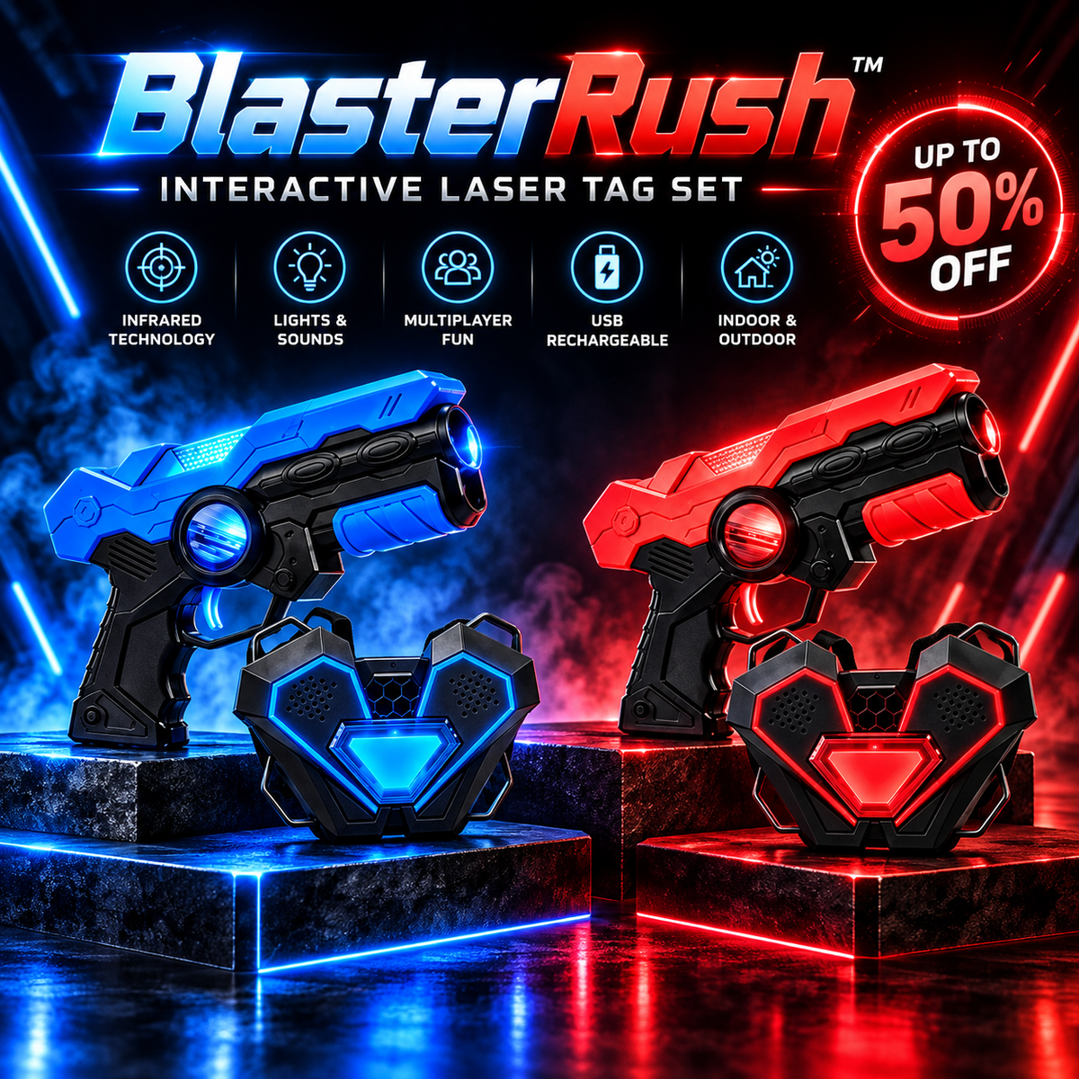BlasterRush™  Interactive Laser Tag Set